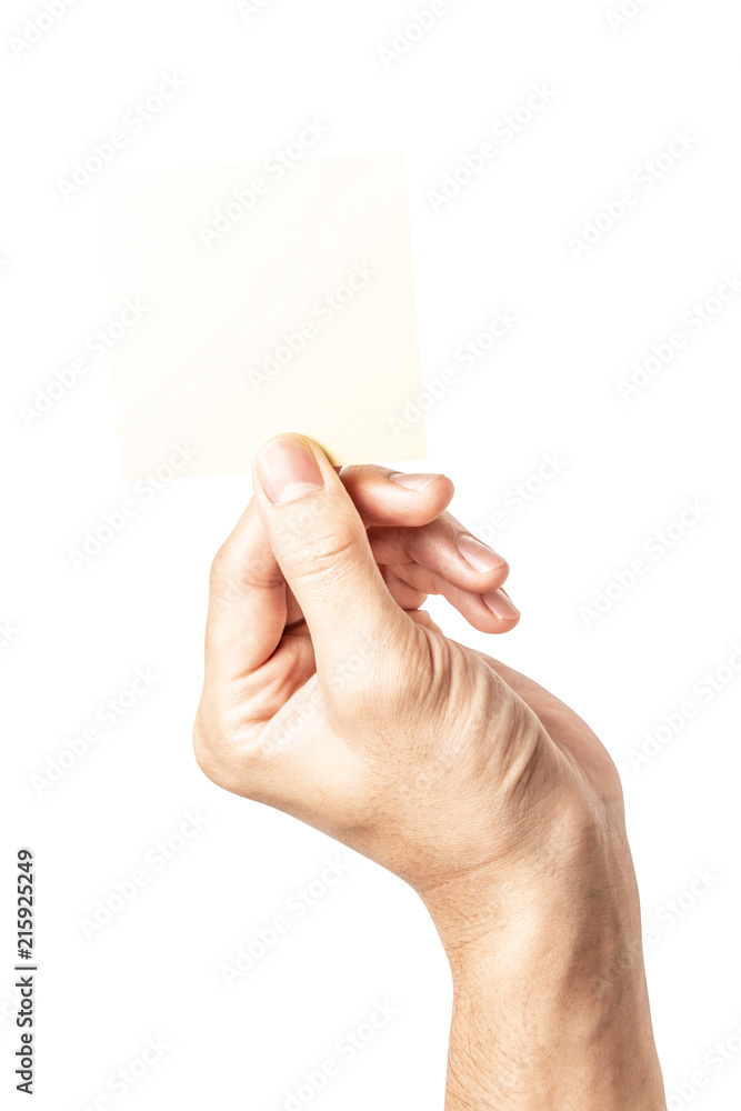 Hand hold virtual business card, credit card or blank paper Hand hold virtual business card, credit card or blank paper