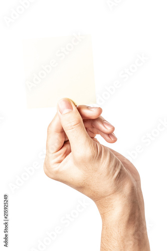 Hand hold virtual business card, credit card or blank paper