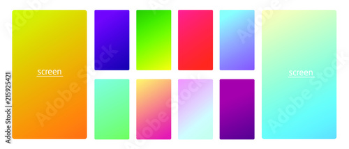 Vibrant and smooth gradient soft colors for devices, pc's and modern smartphone screen backgrounds set vector ux and ui design illustration
