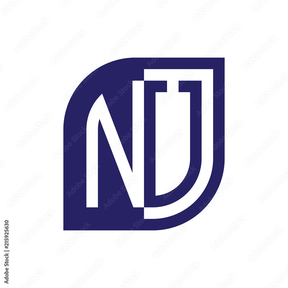 NU initial letter emblem logo negative space NU initial letter emblem logo negative space