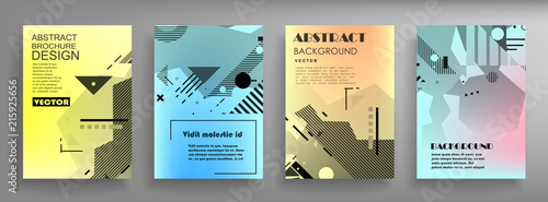 Covers templates set with graphic geometric elements. Applicable for brochures, posters, covers and banners. Vector illustrations.