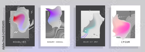 Covers templates set with graphic geometric elements. Applicable for brochures, posters, covers and banners. Vector illustrations.