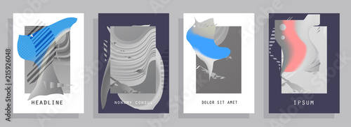 Covers templates set with graphic geometric elements. Applicable for brochures, posters, covers and banners. Vector illustrations.