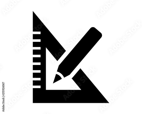 black silhouette triangle ruler stationery tool equipment image vector icon logo
