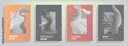 Covers templates set with graphic geometric elements. Applicable for brochures, posters, covers and banners. Vector illustrations.