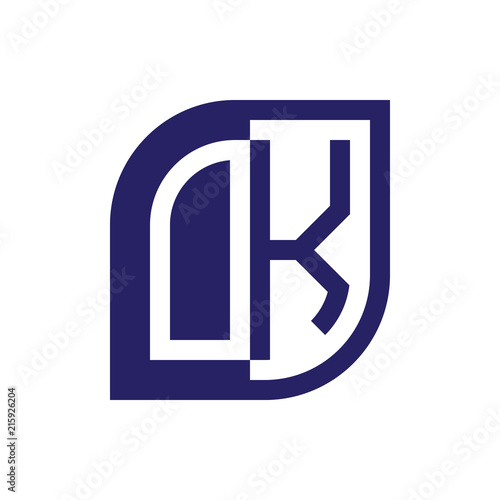 OK initial letter emblem logo negative space