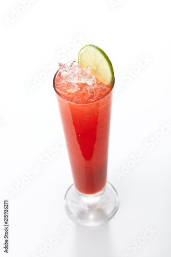 Non Alcohol Lemonade with Watermelon, Berries and Ice Isolated