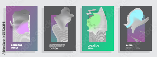 Covers templates set with graphic geometric elements. Applicable for brochures, posters, covers and banners. Vector illustrations.