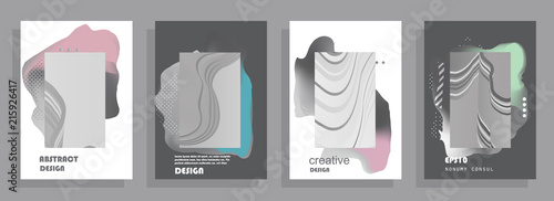 Covers templates set with graphic geometric elements. Applicable for brochures, posters, covers and banners. Vector illustrations.