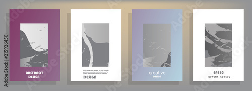 Covers templates set with graphic geometric elements. Applicable for brochures, posters, covers and banners. Vector illustrations.