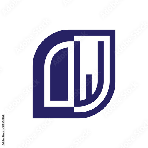 OW initial letter emblem logo negative space