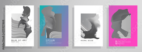 Covers templates set with graphic geometric elements. Applicable for brochures, posters, covers and banners. Vector illustrations.