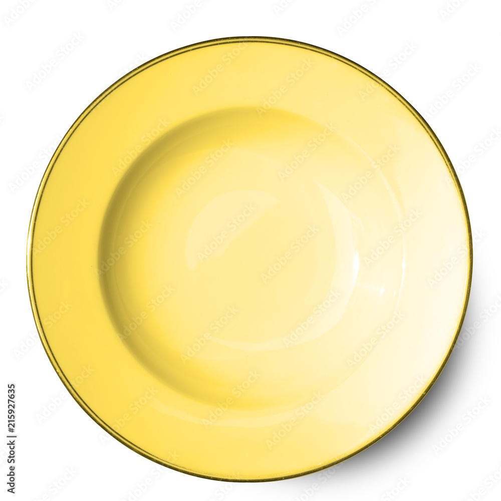 Yellow plate isolated on white background. Yellow plate isolated on white background.
