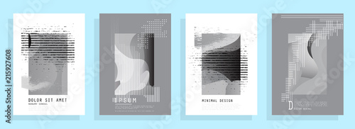 Covers templates set with graphic geometric elements. Applicable for brochures, posters, covers and banners. Vector illustrations.