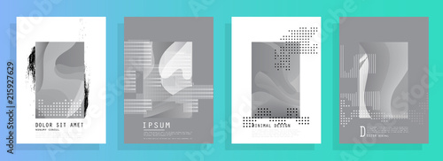 Covers templates set with graphic geometric elements. Applicable for brochures, posters, covers and banners. Vector illustrations.
