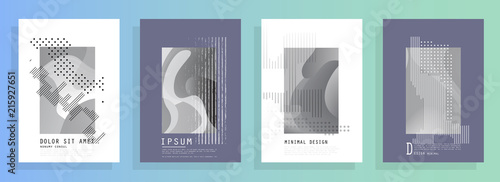 Covers templates set with graphic geometric elements. Applicable for brochures, posters, covers and banners. Vector illustrations.