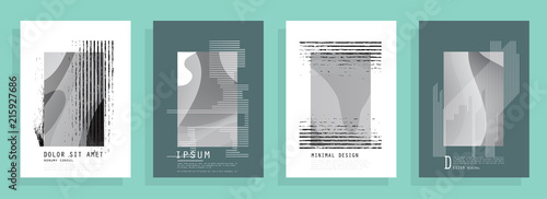 Covers templates set with graphic geometric elements. Applicable for brochures, posters, covers and banners. Vector illustrations.