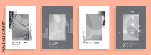 Covers templates set with graphic geometric elements. Applicable for brochures, posters, covers and banners. Vector illustrations.