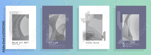 Covers templates set with graphic geometric elements. Applicable for brochures, posters, covers and banners. Vector illustrations.