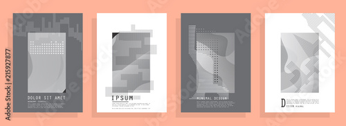 Covers templates set with graphic geometric elements. Applicable for brochures, posters, covers and banners. Vector illustrations.