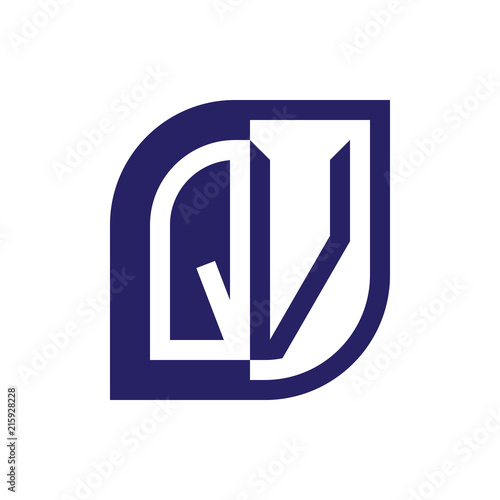 QV initial letter emblem logo negative space