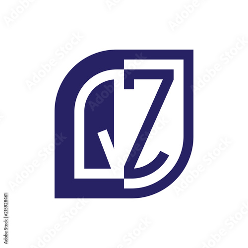 QZ initial letter emblem logo negative space