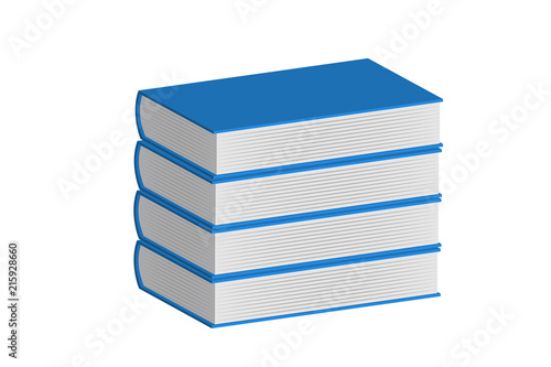 Libros azules sobre fondo blanco.