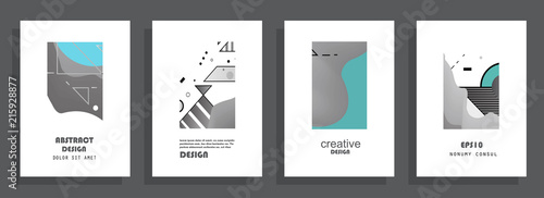 Covers templates set with graphic geometric elements. Applicable for brochures, posters, covers and banners. Vector illustrations.