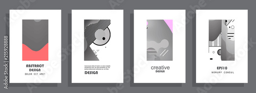 Covers templates set with graphic geometric elements. Applicable for brochures, posters, covers and banners. Vector illustrations.