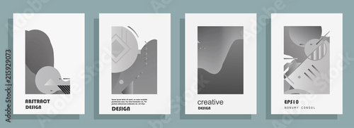 Covers templates set with graphic geometric elements. Applicable for brochures, posters, covers and banners. Vector illustrations.