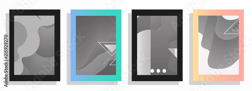 Covers templates set with graphic geometric elements. Applicable for brochures, posters, covers and banners. Vector illustrations.