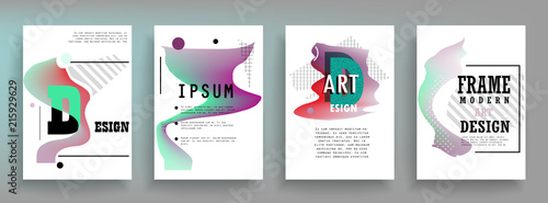Covers templates set with graphic geometric elements. Applicable for brochures, posters, covers and banners. Vector illustrations.