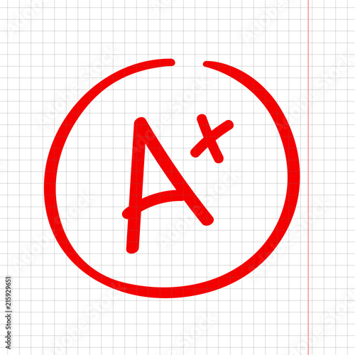 A plus grade mark. Best result sign. Excellent done. photo