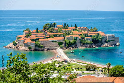 view of the island Sveti Stefan, Мontenegro. photo