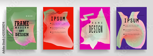 Covers templates set with graphic geometric elements. Applicable for brochures, posters, covers and banners. Vector illustrations.