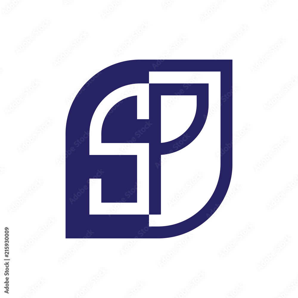 Obraz premium SP initial letter emblem logo negative space