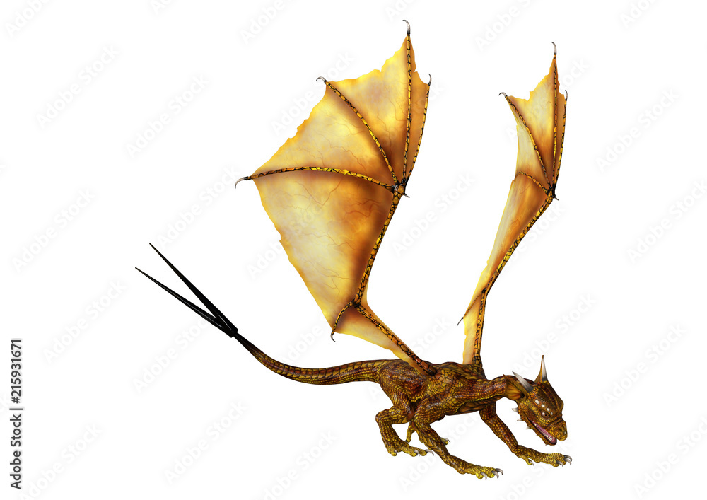 Fototapeta premium 3D Rendering Fantasy Dragon Hatchling on White