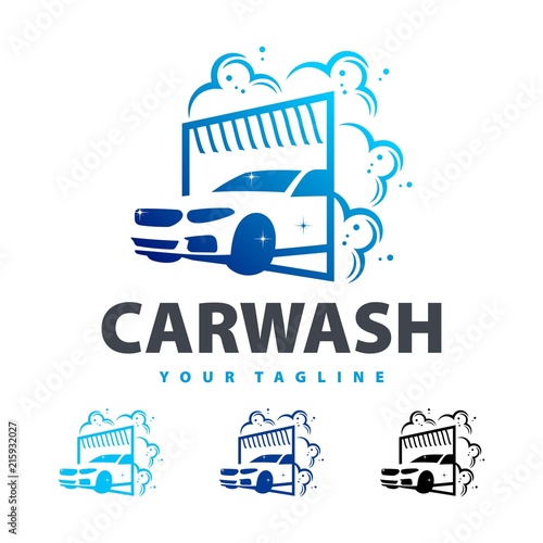 Car Wash Logo, Cleaning Car, Washing and Service Vector Logo Design