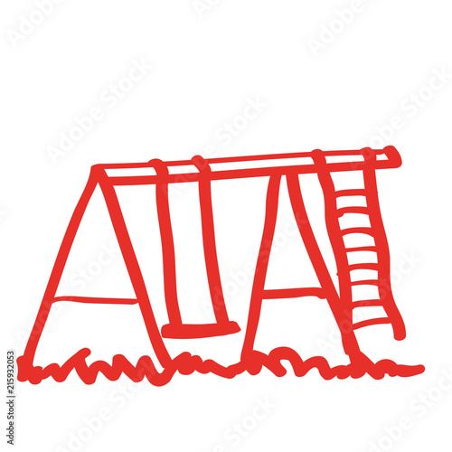 Handgezeichnete Schaukel in rot