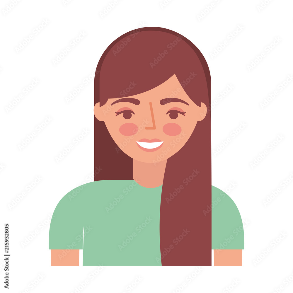 young woman character with long hair