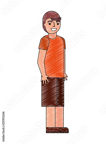  young boy character in short pants and shirt