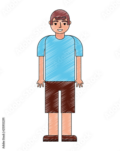  young boy character in short pants and shirt