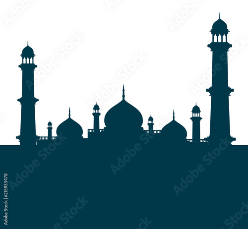 silhouette mosque background vector design