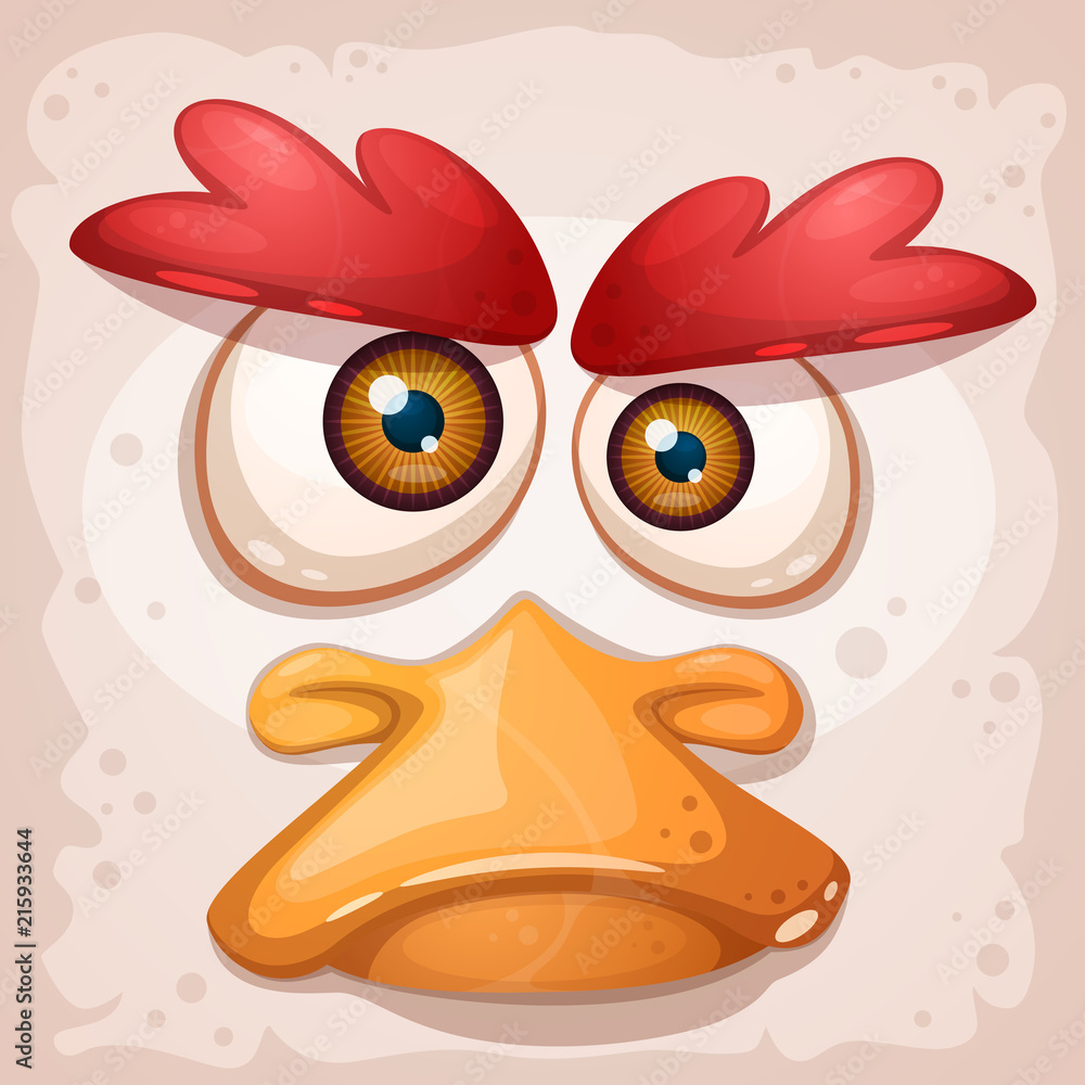 Chicken, a duck, an insane bird is a funny illustration. Vector eps 10.