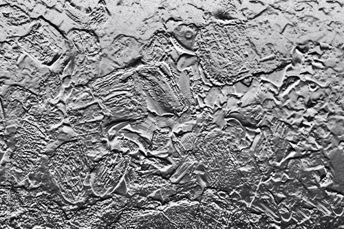 Silver abstract background, chaotic brush strokes with molten tin effect
