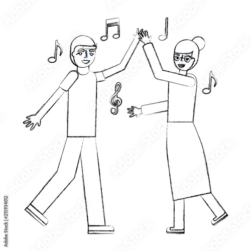 grandmother and grandson dancing music