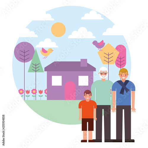 grandfather with son and grandson