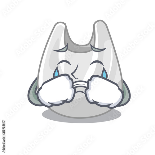 Crying plastic bag mascot cartoon
