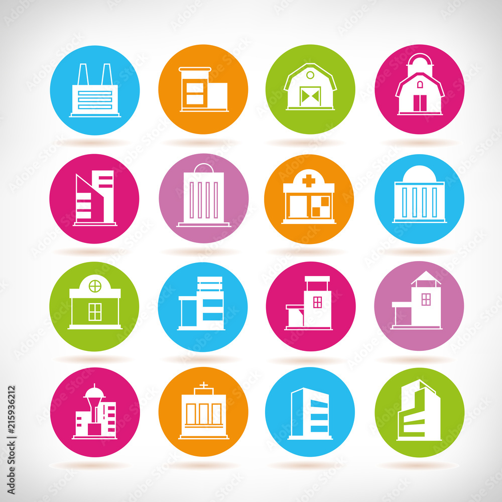 building icons set building icons set