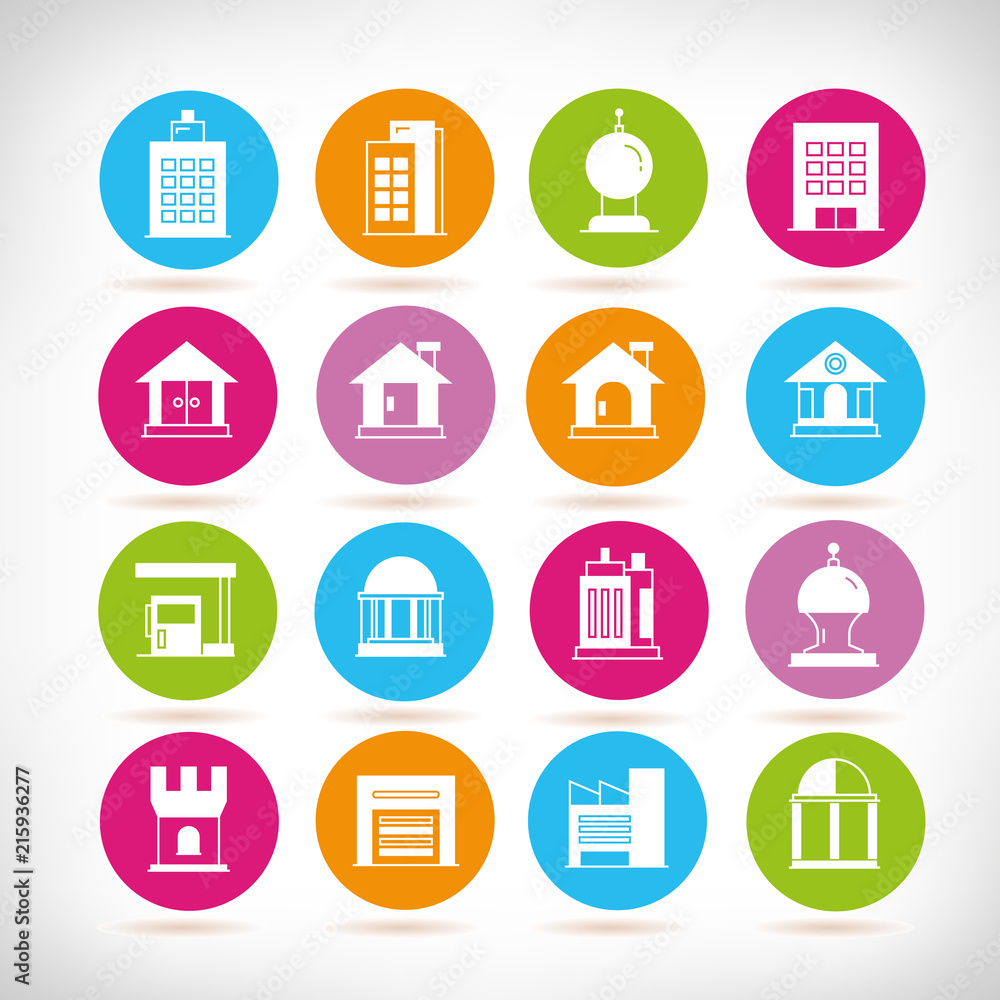 building icons set building icons set